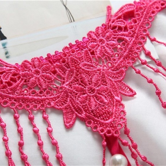 Hot Pink 5 Pearl T Back G String Open crotch Panties with embroidery - Picture 5 of 5